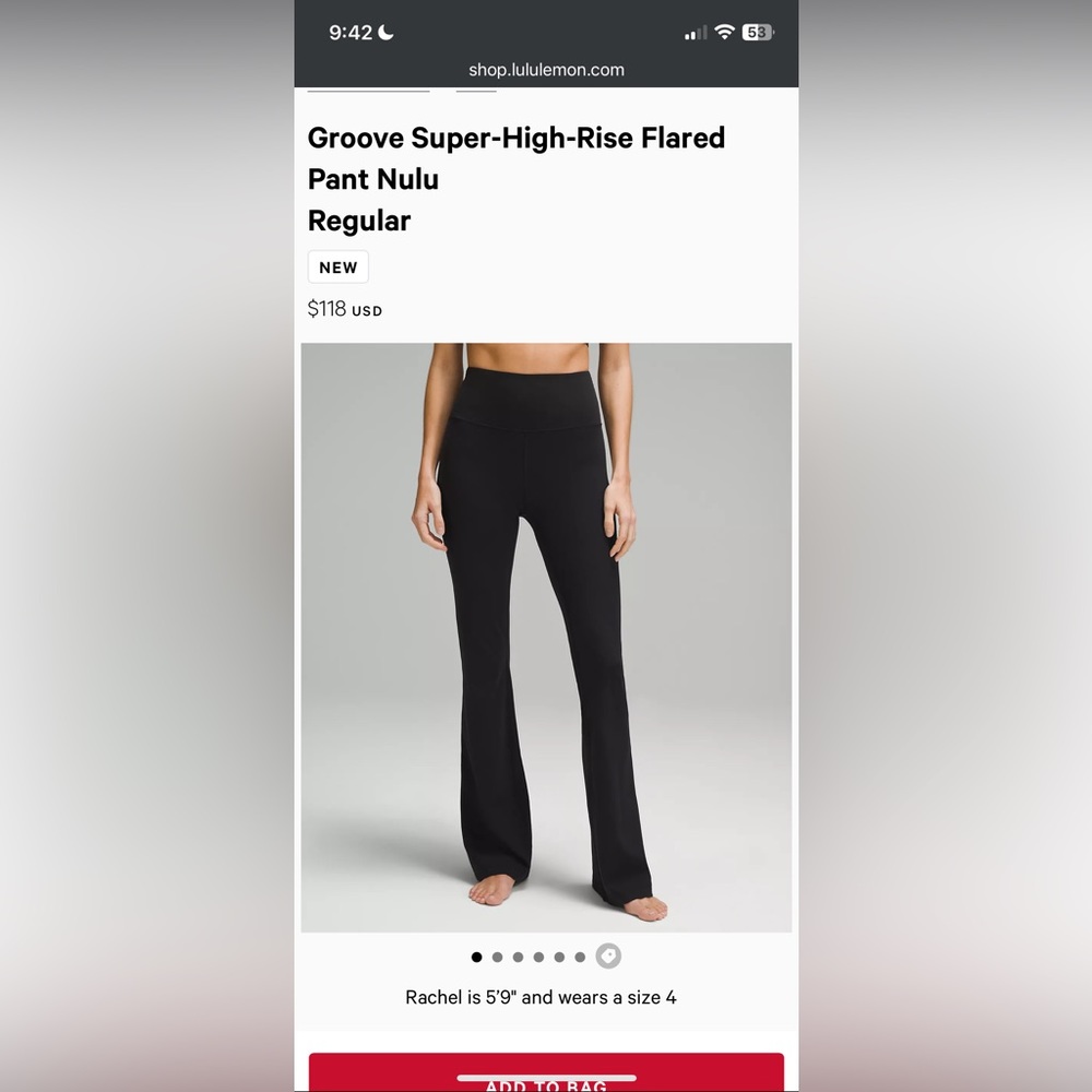 Lululemon Groove Flared Pant/Leggings Black sz 6
